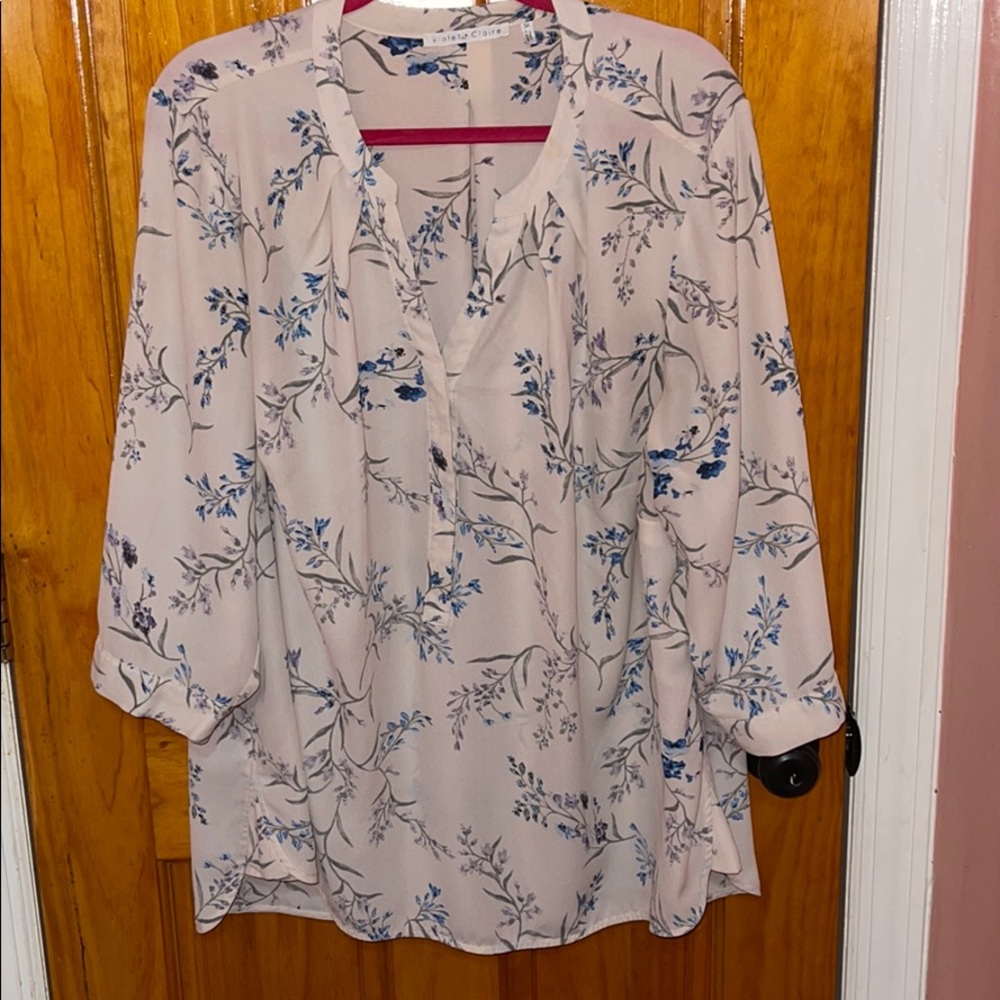 Violet and Claire Blush Floral Patterned Blouse
